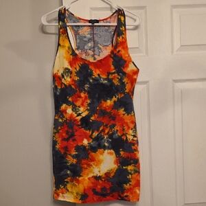 Ambiance Orange Black Fitted Tank Dress